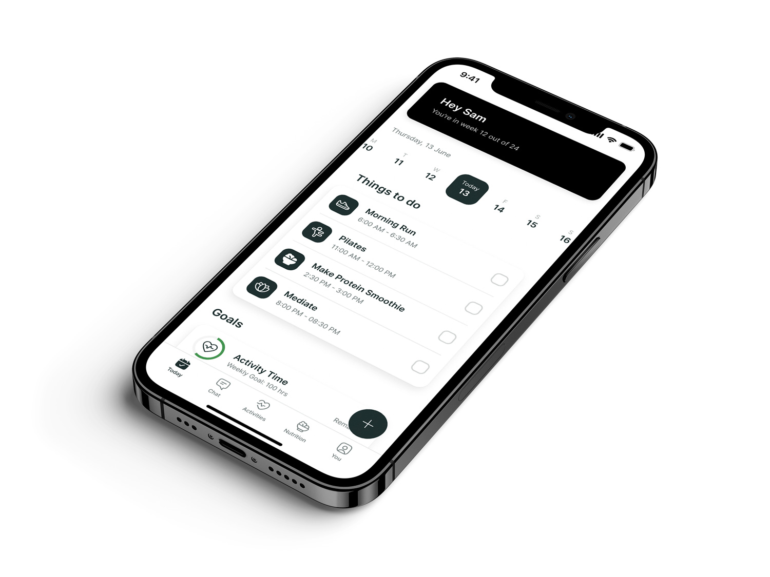 A mockup of the coaching app showcasing the features.